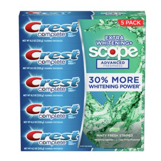 Crema dental complete extra whitening plus scope Crest 5 UNI / 242 ml
