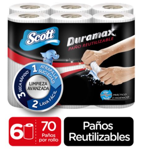 PAÑOS DE COCINA REUTILIZABLES SCOTT DURAMAX 6 ROLLOS / 70 HOJAS  