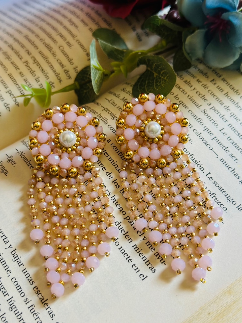 PENDIENTES LARGOS CON PERLA
