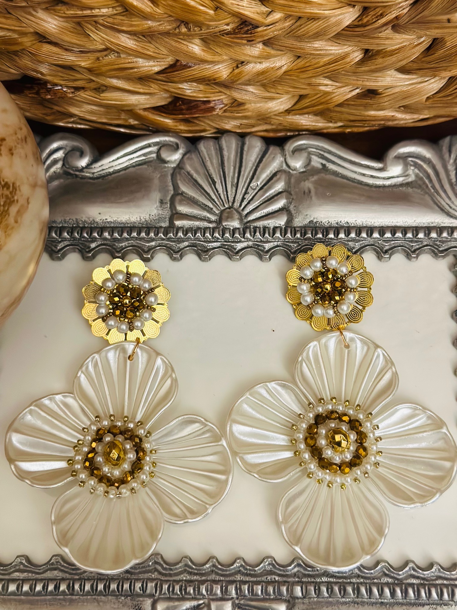 PENDIENTES DOBLES DE FLOR